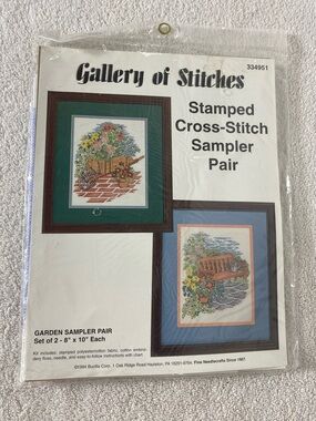 Vintage 1994 Bucilla Gallery Of Stitches Garden Sampler Pair Cross Stitch Kit